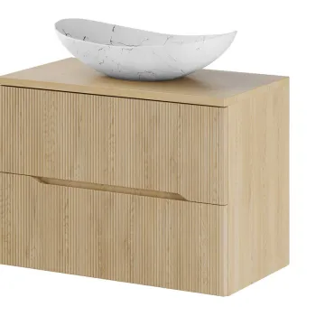 Set mobiler baie, dulap cu lavoar, 80 cm Lena, Nordic Cremona, Comad, MDF/PAL laminat, stejar cremona db2b imagine