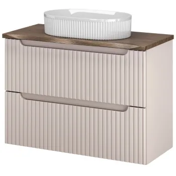 Set mobiler baie, dulap cu lavoar, 80 cm, Nova Cashmere Natural, Comad, MDF/PAL laminat, casmir mat 2e1e imagine