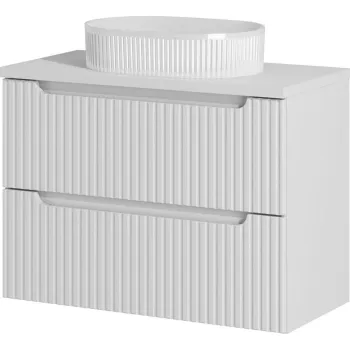 Set mobiler baie, dulap cu lavoar, 80 cm S Beyond, Nova White, Comad, MDF/PAL laminat, alb mat f086 imagine