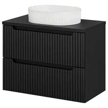 Set mobiler baie, dulap cu lavoar, 80 cm S Un Beyond, Nova Black, Comad, MDF/PAL laminat, negru mat 9cd6 imagine