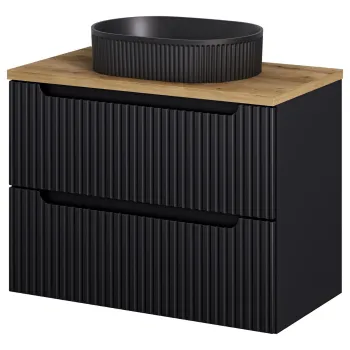 Set mobiler baie, dulap cu lavoar, 80 cm S Un Beyond, Nova Black Oak, Comad, MDF/PAL laminat, negru mat 0126 imagine