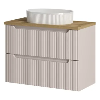Set mobiler baie, dulap cu lavoar, 80 cm S Un Beyond, Nova Cashmere Oak, Comad, MDF/PAL laminat, casmir mat 9ee7 imagine