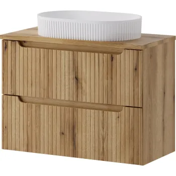 Set mobiler baie, dulap cu lavoar, 80 cm S Un Beyond, Nova Coast Evoke Oak, Comad, MDF/PAL laminat, stejar coast evoke db8d imagine