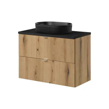 Set mobiler baie, dulap cu lavoar, 80 cm S Un Beyond, Nova Oak Black, Comad, MDF/PAL laminat, stejar coast evoke 0efb imagine