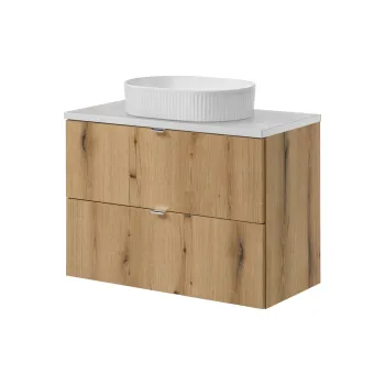 Set mobiler baie, dulap cu lavoar, 80 cm S Un Beyond, Nova Oak White, Comad, MDF/PAL laminat, stejar coast evoke 61ea imagine