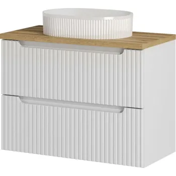 Set mobiler baie, dulap cu lavoar, 80 cm S Un Beyond, Nova White, Comad, MDF/PAL laminat, alb mat 5285 imagine