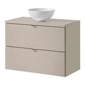 Set mobiler baie, dulap cu lavoar, 80 cm S Un Domi, Viva Cashmere, Comad, MDF/PAL laminat, casmir mat 0042 imagine