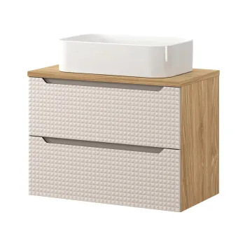 Set mobiler baie, dulap cu lavoar, 80 cm  S Un Kati, Luxor Beige, Comad, MDF/PAL laminat, stejar 2300 imagine