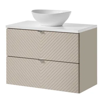 Set mobiler baie, dulap cu lavoar, 80 cm S Un Lola, Viva Cashmere White, Comad, MDF/PAL laminat, casmir mat 33ea imagine