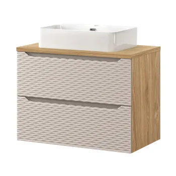 Set mobiler baie, dulap cu lavoar, 80 cm S Un Trust , Ocean Beige, Comad, MDF/PAL laminat, stejar 8360 imagine