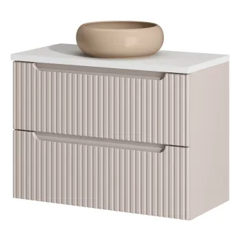 Set mobiler baie, dulap cu lavoar, 80 cm S Un Wik, Nova Cashmere White, Comad, MDF/PAL laminat, casmir mat 6263 imagine