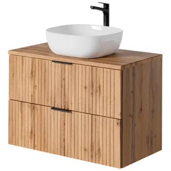 Set mobiler baie, dulap cu lavoar, 80 cm Smile, Adel Oak, Comad, MDF/PAL laminat, stejar wotan f578 imagine
