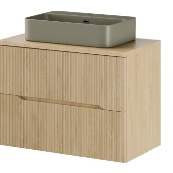 Set mobiler baie, dulap cu lavoar, 80 cm Trust, Nordic Cremona, Comad, MDF/PAL laminat, stejar cremona f956 imagine