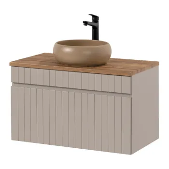 Set mobiler baie, dulap cu lavoar, 80 cm Wiki, Iconic Cashmere, Comad, MDF/PAL laminat, casmir mat 6d1b imagine