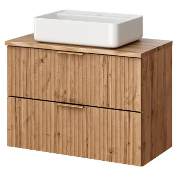 Set mobiler baie, dulap cu lavoar, 80 cm Wotan, Adel Oak, Comad, MDF/PAL laminat, stejar wotan ac6d imagine