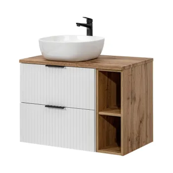 Set mobiler baie, dulap cu lavoar, 80 cm Wotan, Adel White, Comad, MDF/PAL laminat, alb mat 52fb imagine
