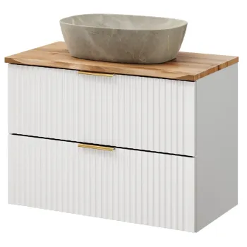 Set mobiler baie, dulap cu lavoar, 80 cm Wotan Anna, Adel White, Comad, MDF/PAL laminat, alb mat bd6a imagine