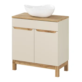 Set mobiler baie, dulap cu lavoar, 80 cm Wotan Cloud, Bali Cashmere, Comad, MDF/PAL laminat, casmir mat 2774 imagine