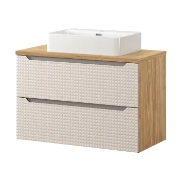 Set mobiler baie, dulap cu lavoar, 90 cm Trust, Luxor Beige, Comad, MDF/PAL laminat, stejar 1618 imagine