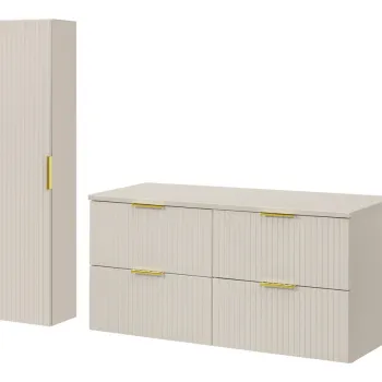 Set mobilier baie Adel Cashmere 120 cm, dulap inalt si masca dubla lavoar, Comad, MDF/PAL, casmir bde4 imagine