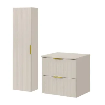 Set mobilier baie Adel Cashmere 60 cm, dulap inalt si masca lavoar, Comad, MDF/PAL, casmir 769c imagine