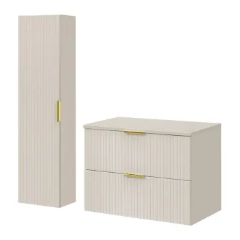 Set mobilier baie Adel Cashmere 80 cm HC, dulap inalt si masca lavoar, Comad, MDF/PAL, casmir a9b7 imagine