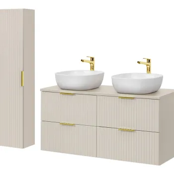 Set mobilier baie Adel Cashmere Smile 120 cm, dulap inalt si masca dubla cu lavoar, Comad, MDF/PAL, casmir 8eb8 imagine