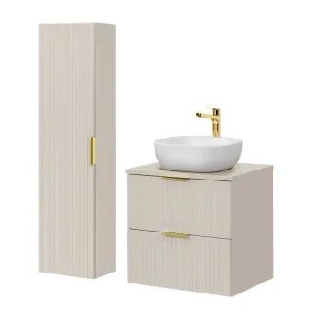 Set mobilier baie Adel Cashmere Smile 60 cm, dulap inalt si masca cu lavoar, Comad, MDF/PAL, casmir 2c5d imagine