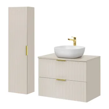 Set mobilier baie Adel Cashmere Smile 80 cm HC, dulap inalt si masca lavoar, Comad, MDF/PAL, casmir 5b67 imagine