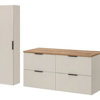 Set mobilier baie Adel Cashmere Wotan 120 cm, dulap inalt si masca dubla lavoar, Comad, MDF/PAL, casmir 4afa imagine