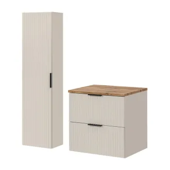 Set mobilier baie Adel Cashmere Wotan 60 cm HC, dulap inalt si masca lavoar, Comad, MDF/PAL, casmir 4297 imagine