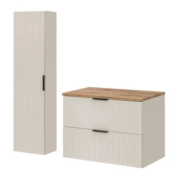 Set mobilier baie Adel Cashmere Wotan 80 cm HC, dulap inalt si masca lavoar, Comad, MDF/PAL, casmir 927d imagine