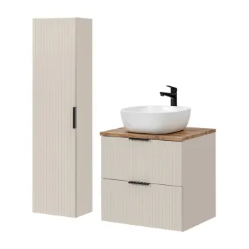 Set mobilier baie Adel Cashmere Wotan Smile 60 cm, dulap inalt si masca cu lavoar, Comad, MDF/PAL, casmir c891 imagine