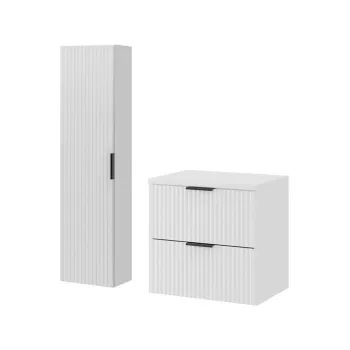 Set mobilier baie Adel White 60 cm HC, dulap inalt si masca lavoar, Comad, MDF/PAL, alb mat bef0 imagine