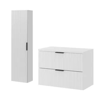 Set mobilier baie Adel White 80 cm HC, dulap inalt si masca lavoar, Comad, MDF/PAL, alb mat 2212 imagine