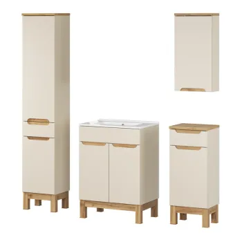 Set mobilier baie Bali Cashmere Lava 60 cm HC LC, dulapuri si masca cu lavoar, Comad, MDF/PAL, casmir 96be imagine