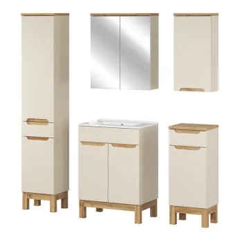 Set mobilier baie Bali Cashmere Lava 60 cm HC MC, dulapuri, oglinda si masca cu lavoar, Comad, MDF/PAL, casmir 47c2 imagine