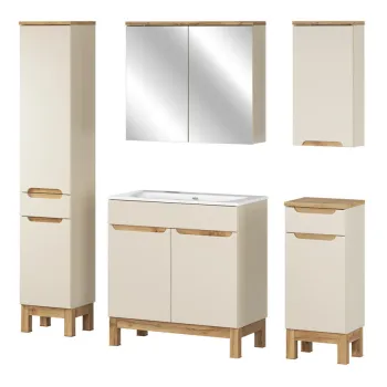 Set mobilier baie Bali Cashmere Sky 80 cm, dulapuri, masca cu lavoar si cabinet cu oglinda, Comad, MDF/PAL, casmir e8c9 imagine