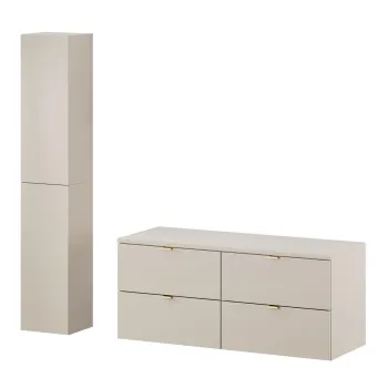 Set mobilier baie Dalia Cashmere 120 cm, dulap inalt si masca dubla lavoar, Comad, PAL, casmir eb1c imagine
