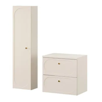 Set mobilier baie Donna Sand 60 cm, dulap inalt si masca lavoar, Comad, MDF/PAL, bej nisip 8ae4 imagine
