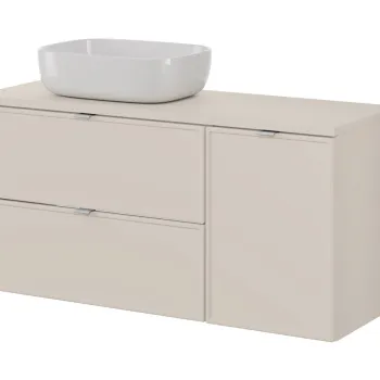 Set mobilier baie, dulap, cos de rufe integrat si lavoar, 120 cm Smile, Bella Cashmere, Comad, MDF/PAL laminat, casmir mat 1a8d imagine