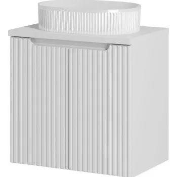 Set mobilier baie, dulap cu lavoar, 60 cm D Un Beyond, Nova White, Comad, MDF/PAL laminat, alb mat bb07 imagine