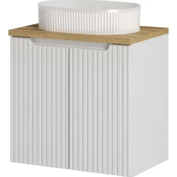 Set mobilier baie, dulap cu lavoar, 60 cm D Un Beyond, Nova White Oak, Comad, MDF/PAL laminat, alb mat f509 imagine