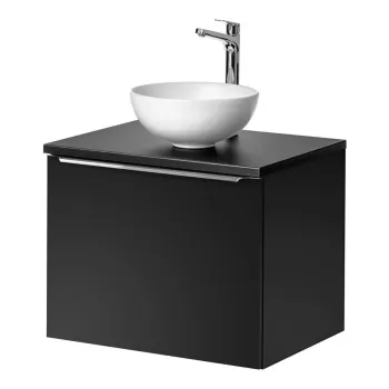 Set mobilier baie, dulap cu lavoar, 60 cm Domi, Santa Fe Black, Comad, MDF/PAL laminat, negru mat 1ce0 imagine