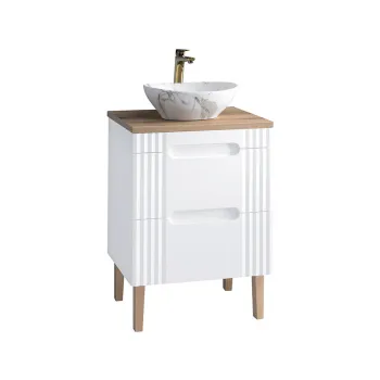 Set mobilier baie, dulap cu lavoar, 60 cm, Fiji White, Comad, MDF/PAL laminat, alb 8833 imagine