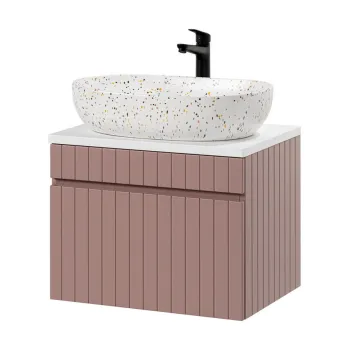 Set mobilier baie, dulap cu lavoar, 60 cm, Iconic Rose, Comad, MDF, roz antic f2d9 imagine