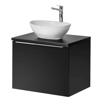 Set mobilier baie, dulap cu lavoar, 60 cm Lola, Santa Fe Black, Comad, MDF/PAL laminat, negru mat 53da imagine