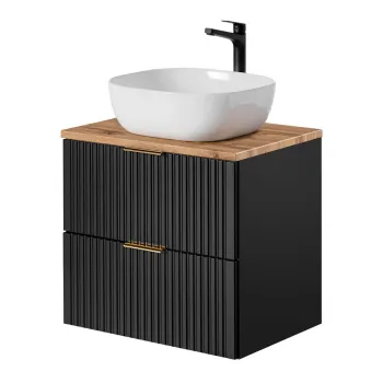 Set mobilier baie, dulap cu lavoar, 60 cm Wotan, Adel Black, Comad, MDF/PAL laminat, negru mat 1139 imagine