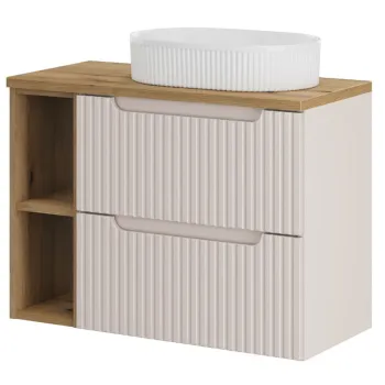 Set mobilier baie, dulap cu lavoar, 80 cm, Nova Cashmere Oak, Comad, MDF/PAL laminat, casmir mat 4f02 imagine