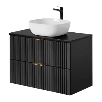 Set mobilier baie, dulap cu lavoar, 80 cm Smile, Adel Black, Comad, MDF/PAL laminat, negru mat 3511 imagine